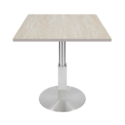 Stainless Steel Pedestal Base Melamine Laminate Top Square Commercial Dining Table for Restaurant Hotel Wholesale