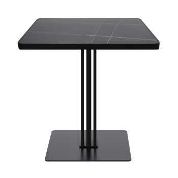 Black Metal Base with Sintered Stone Top Square Commercial Dining Table for Restaurant Cafe Wholesale