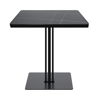 Black Metal Base with Sintered Stone Top Square Commercial Dining Table for Restaurant Cafe Wholesale