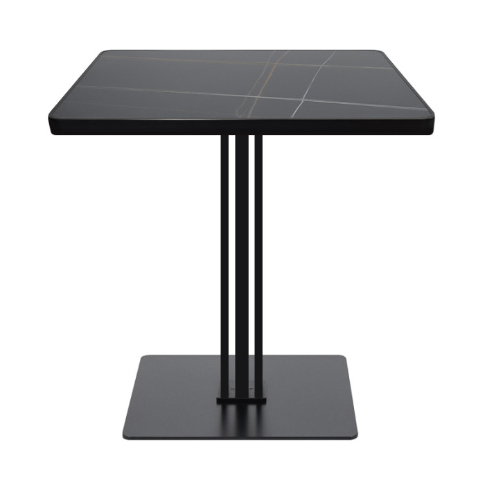 Black Metal Base with Sintered Stone Top Square Commercial Dining Table for Restaurant Cafe Wholesale