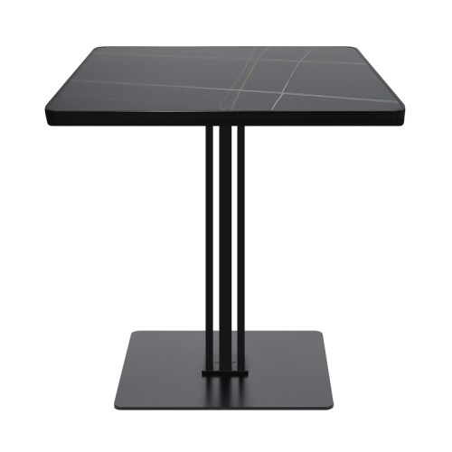 Black Metal Base with Sintered Stone Top Square Commercial Dining Table for Restaurant Cafe Wholesale