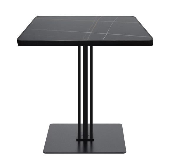Black Metal Base with Sintered Stone Top Square Commercial Dining Table for Restaurant Cafe Wholesale