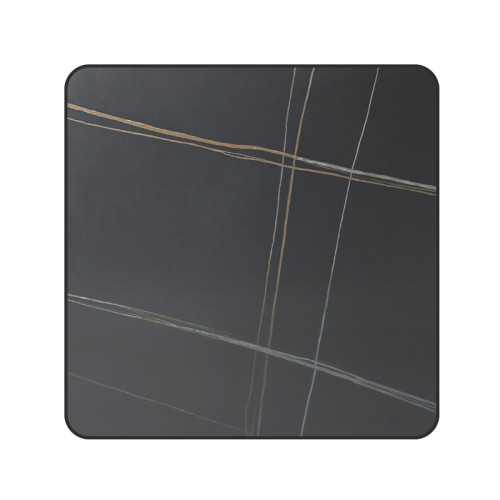 Black Metal Base with Sintered Stone Top Square Commercial Dining Table for Restaurant Cafe Wholesale
