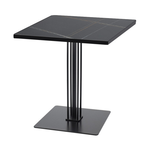 Black Metal Base with Sintered Stone Top Square Commercial Dining Table for Restaurant Cafe Wholesale