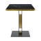 Gold Trim Sintered Stone Top with Black Metal Base Luxury Commercial Dining Table for Cafe Restaurant Wholesale