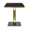 Gold Trim Sintered Stone Top with Black Metal Base Luxury Commercial Dining Table for Cafe Restaurant Wholesale