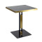 Gold Trim Sintered Stone Top with Black Metal Base Luxury Commercial Dining Table for Cafe Restaurant Wholesale