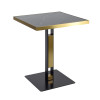 Gold Trim Sintered Stone Top with Black Metal Base Luxury Commercial Dining Table for Cafe Restaurant Wholesale