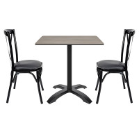 4 Prong Black Aluminum Table Base with Compact Laminate Top Commercial Dining Table for Cafe Restaurant Wholesale