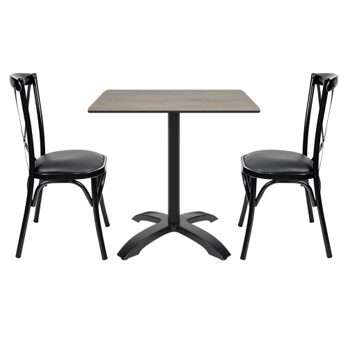 4 Prong Black Aluminum Table Base with Compact Laminate Top Commercial Dining Table for Cafe Restaurant Wholesale