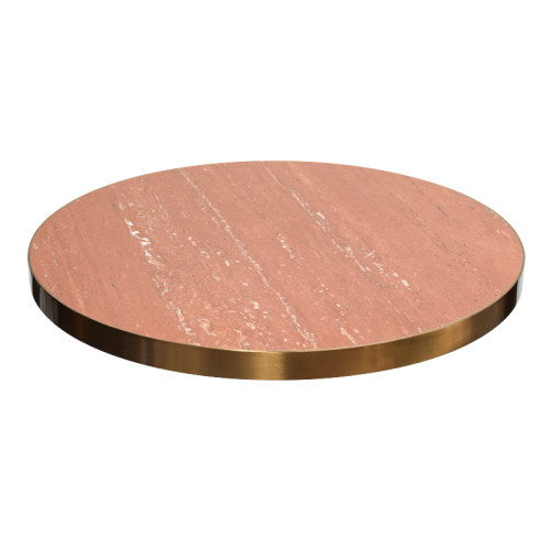 Round Sintered Stone Dining Table with Stainless Steel &  Wood Grain Metal Base For Cafe & Restaurant
