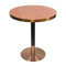 Round Sintered Stone Dining Table with Stainless Steel & Wood Grain Metal Base For Cafe & Restaurant