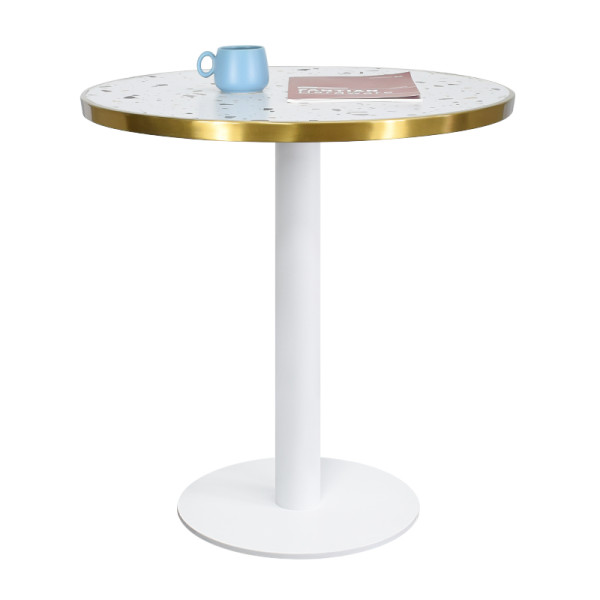 Round Iron Base Dining Table with Slate Top | wholesale Heavy duty commercial dining table