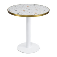 Round Iron Base Dining Table with Slate Top | wholesale Heavy duty commercial dining table
