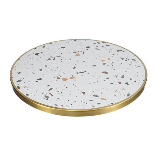 Round Iron Base Dining Table with Slate Top | wholesale Heavy duty commercial dining table