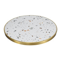 Round Iron Base Dining Table with Slate Top | wholesale Heavy duty commercial dining table