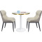 Round Terrazzo Dining Table with Gold Stainless Steel Rim & White Metal Base for Cafe & Restaurant