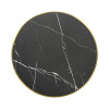 Round Black Sintered Stone Dining Table with Gold Stainless Steel Rim & Black Metal Base