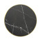 Round Black Sintered Stone Dining Table with Gold Stainless Steel Rim & Black Metal Base