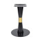 Round Black Sintered Stone Dining Table with Gold Stainless Steel Rim & Black Metal Base