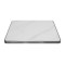 Square Sintered Stone Dining Table with Stainless Steel Rim & Wood-Accented Base for Commercial Use