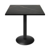 Square Melamine Dining Table with Black Powder-Coated Metal Base for Commercial Cafe & Restaurant