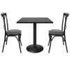 Square Melamine Dining Table with Black Powder-Coated Metal Base for Commercial Cafe & Restaurant