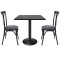 Square Melamine Dining Table with Black Powder-Coated Metal Base for Commercial Cafe & Restaurant