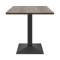 Square Wood-Grain Melamine Dining Table with Black Powder-Coated Metal Base for Commercial Use