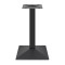 Square Wood-Grain Melamine Dining Table with Black Powder-Coated Metal Base for Commercial Use