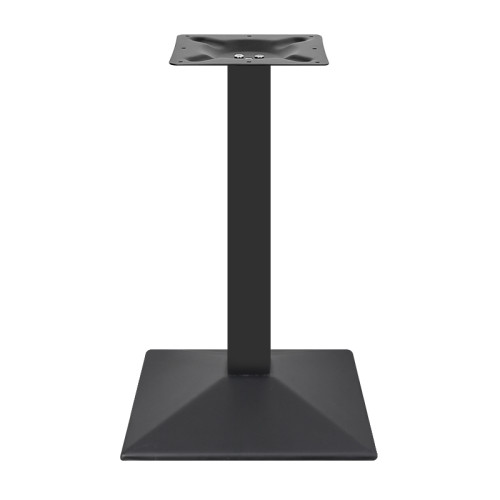 Square Black Stone-Effect Melamine Dining Table with Black Metal Base for Commercial Use