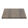 Square Wood-Grain Melamine Dining Table with Black Powder-Coated Metal Base for Commercial Use