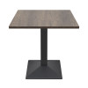Square Wood-Grain Melamine Dining Table with Black Powder-Coated Metal Base for Commercial Use
