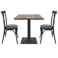 Square commercial restaurant table | Stamped iron dining table with particle board top
