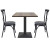 Square Wood-Grain Melamine Dining Table with Black Powder-Coated Metal Base for Commercial Use