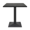 Square Black Stone-Effect Melamine Dining Table with Black Metal Base for Commercial Use