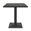 Square Black Stone-Effect Melamine Dining Table with Black Metal Base for Commercial Use