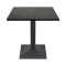 Square Black Stone-Effect Melamine Dining Table with Black Metal Base for Commercial Use