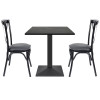 Square Black Stone-Effect Melamine Dining Table with Black Metal Base for Commercial Use
