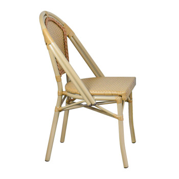 Bistro Rattan Dining Chair | Aluminum Frame | Indoor & Outdoor Commercial Cafe Side Chair