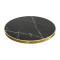 Round Black Marble-Effect Porcelain Table Top | Gold Metal Rim for Commercial Restaurant & Cafe