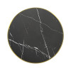 Round Black Marble-Effect Porcelain Table Top | Gold Metal Rim for Commercial Restaurant & Cafe