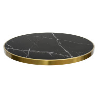 Round Black Marble-Effect Porcelain Table Top | Wholesale Table Top For Restaurant