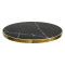 Round Black Marble-Effect Porcelain Table Top | Gold Metal Rim for Commercial Restaurant & Cafe