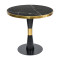 Round Black Marble-Effect Porcelain Table Top | Gold Metal Rim for Commercial Restaurant & Cafe