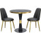 Round Black Marble-Effect Porcelain Table Top | Gold Metal Rim for Commercial Restaurant & Cafe