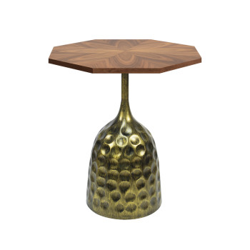 Irregular-Shaped Dining Table | Hammered Antique Brass Metal Base for Commercial Hospitality