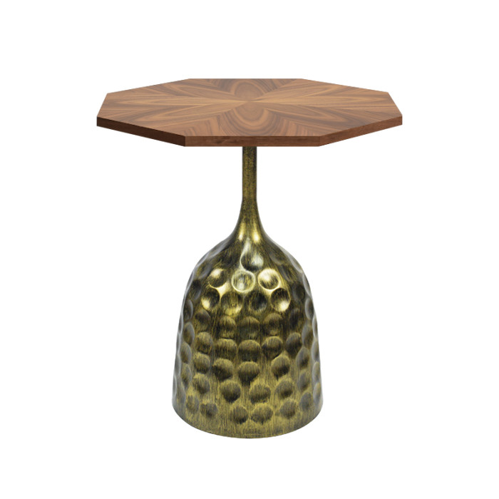 Irregular-Shaped Dining Table | Hammered Antique Brass Metal Base for Commercial Hospitality