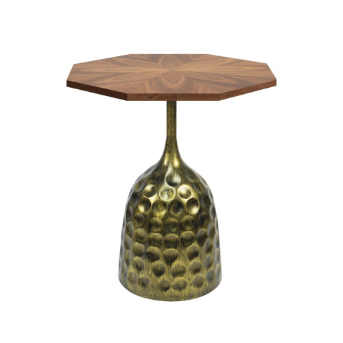 Irregular-Shaped Dining Table | Hammered Antique Brass Metal Base for Commercial Hospitality