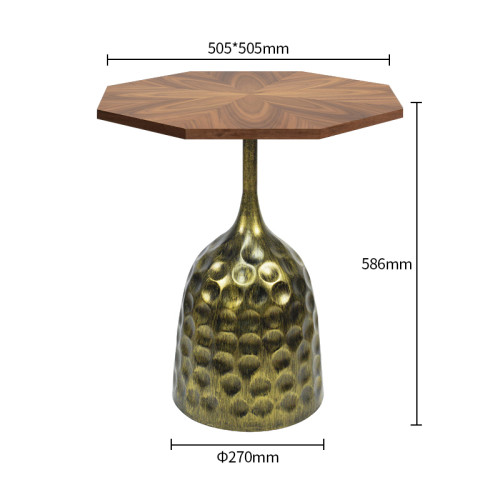 Irregular-Shaped Dining Table | Hammered Antique Brass Metal Base for Commercial Hospitality